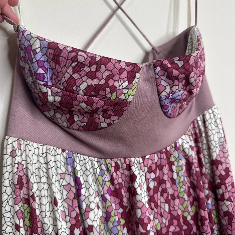 NWT Mara Hoffman 100% Silk Built in Bustier Cross Strap Empyre Mini Dress Small - Picture 3 of 11
